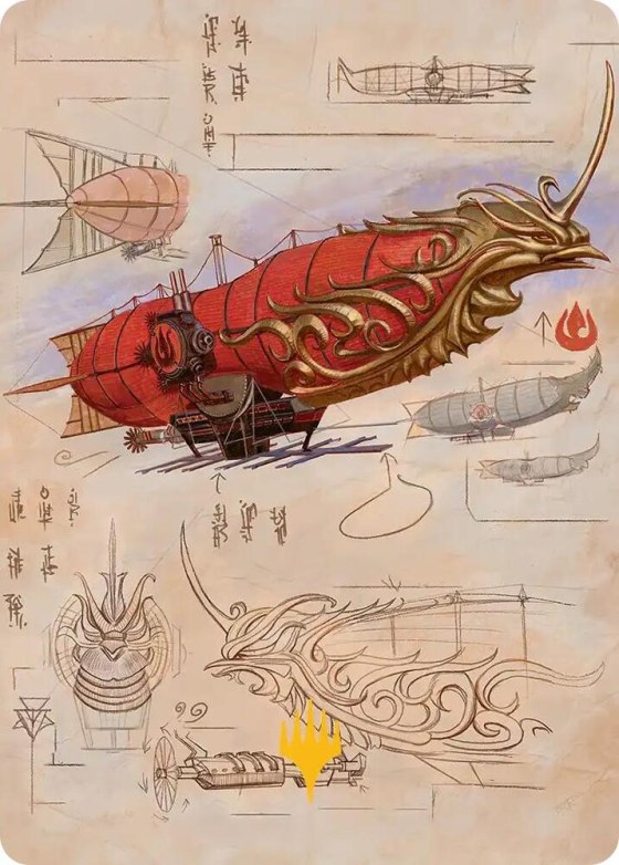 Phoenix Fleet Airship Art Card - Gold Stamped Planeswalker Symb
