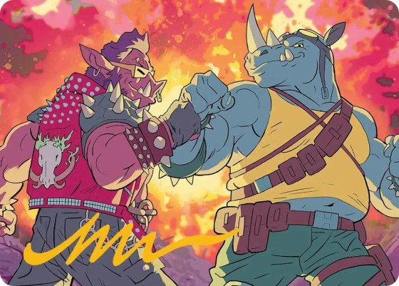 Bebop & Rocksteady Art Card - Gold Stamped Signature
