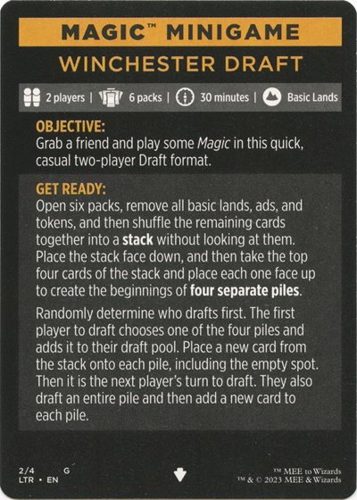 Magic Minigame: Winchester Draft - Normal Magic Minigame Winchest