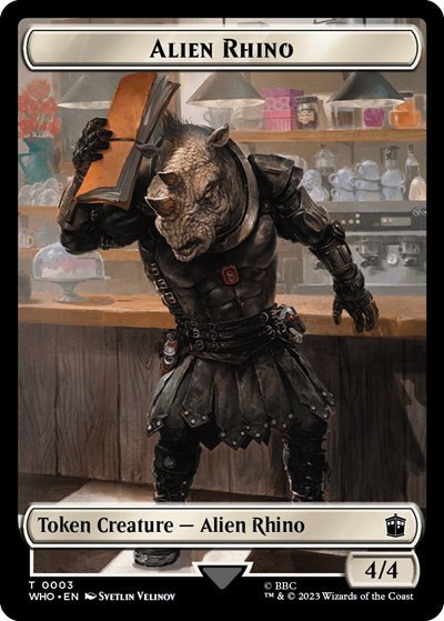 Alien Rhino // Alien Warrior Double-Sided Token - Foil