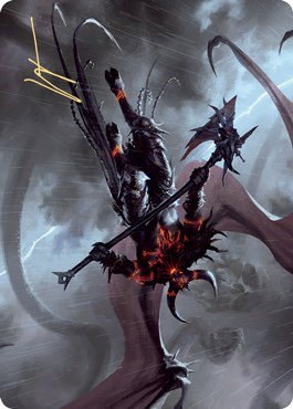 Burning-Rune Demon Art Card - Gold Stamped Signature