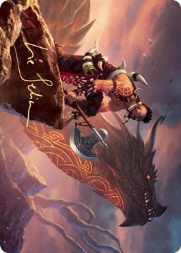 Dragonkin Berserker Art Card - Gold Stamped Signature