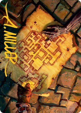 Dungeon Map Art Card - Gold Stamped Signature