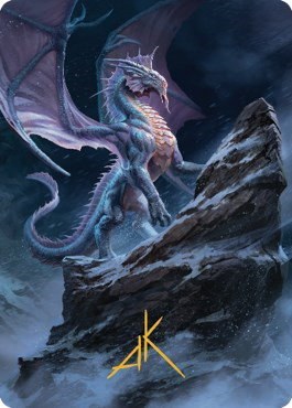Ancient Silver Dragon Art Card - Gold Stamped Signature