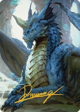 Young Blue Dragon Art Card - Gold Stamped Signature
