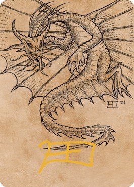Ancient Gold Dragon Art Card - Gold Stamped Signature