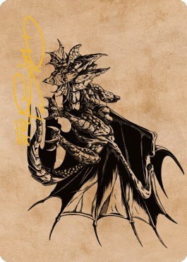 Ancient Copper Dragon Art Card - Gold Stamped Signature