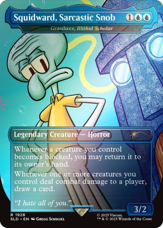 Squidward, Sarcastic Snob - Grazilaxx, Illithid Scholar - Rainbow Foil