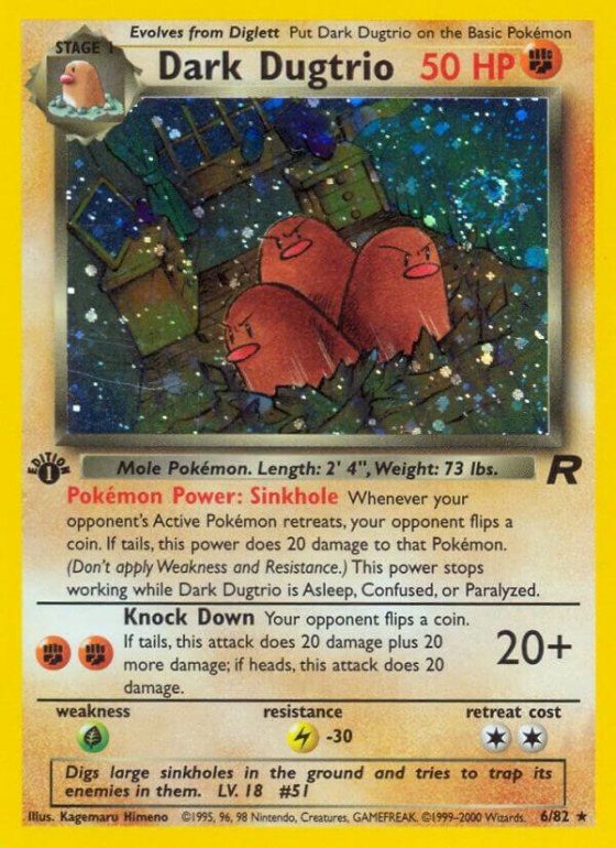 Dark Dugtrio (6) - 1st Edition Holo