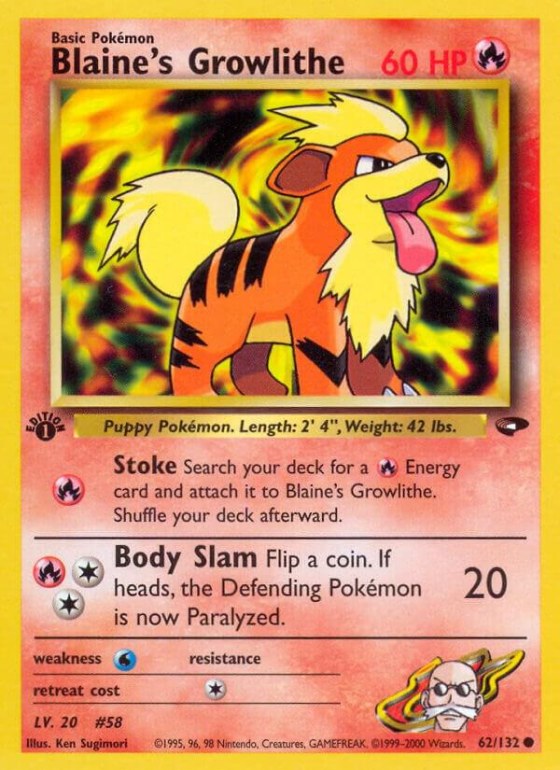 Blaine's Growlithe - 1st Edition