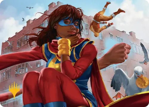 Ms. Marvel, Kamala Khan Art Card - Gold Stamped Planeswalker Symb