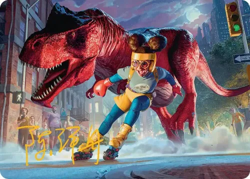 Moon Girl and Devil Dinosaur Art Card - Gold Stamped Signature