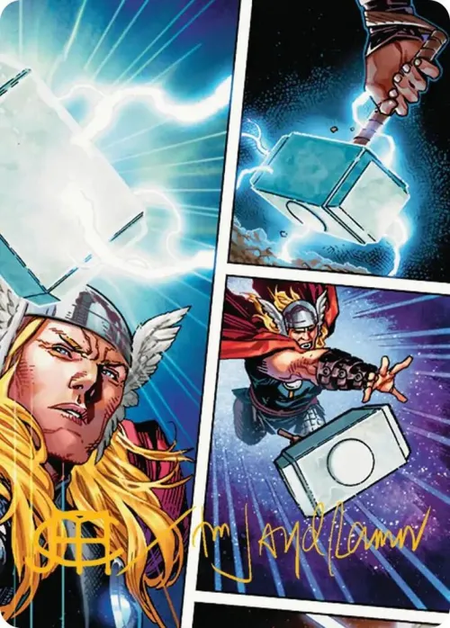 Mjolnir, Hammer of Thor Art Card - Gold Stamped Signature
