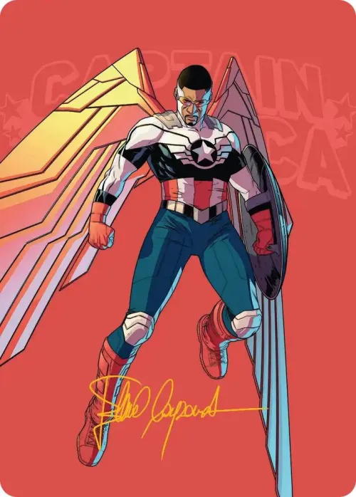 Captain America, Wings of Freedom Art Card - Gold Stamped Signature