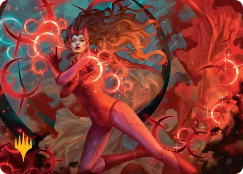 Scarlet Witch, Chaotic Avenger Art Card - Gold Stamped Planeswalker Symb