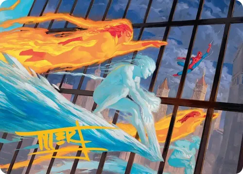 Iceman and Firestar Art Card - Gold Stamped Signature