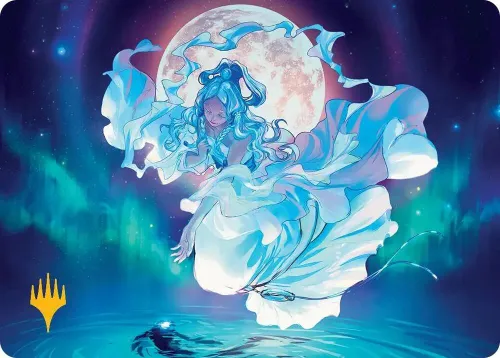 Yue, the Moon Spirit Art Card - Gold Stamped Planeswalker Symb