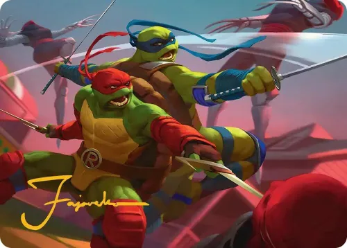 Raph & Leo, Sibling Rivals Art Card - Gold Stamped Signature
