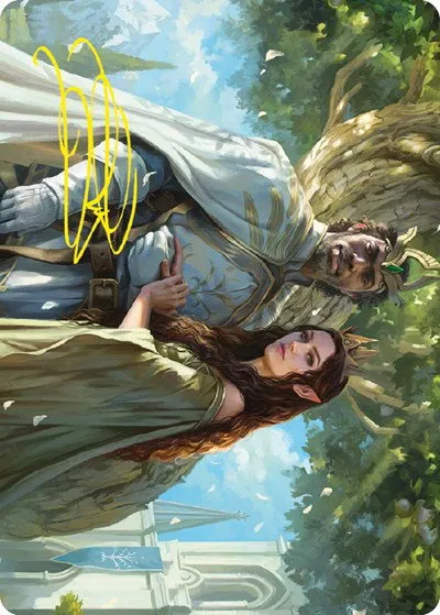 Aragorn and Arwen, Wed Art Card - Gold Stamped Signature