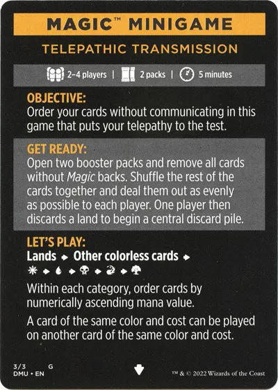 Magic Minigame: Telepathic Transmission - Normal Magic Minigame Telepath