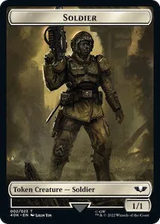 Soldier (002) // Space Marine Devastator Double-Sided Token - Surge Foil