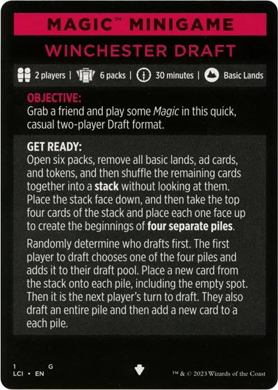 Magic Minigame: Winchester Draft - Normal Magic Minigame Winchest