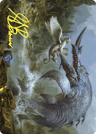 Horned Loch-Whale Art Card - Gold Stamped Signature