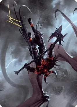 Burning-Rune Demon Art Card - Gold Stamped Signature