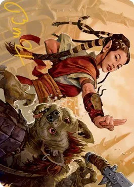 Half-Elf Monk Art Card - Gold Stamped Signature