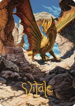 Ancient Brass Dragon Art Card - Gold Stamped Signature