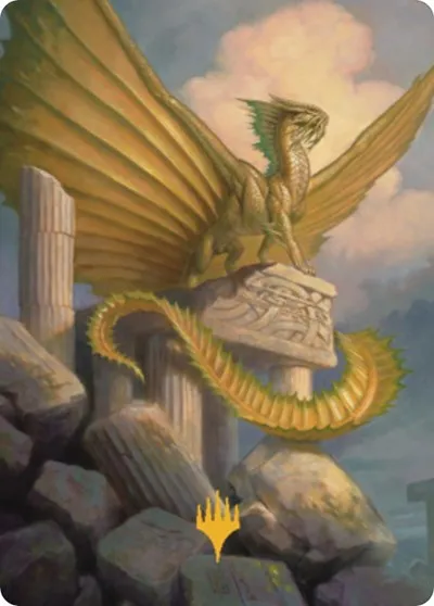 Ancient Gold Dragon Art Card - Gold Stamped