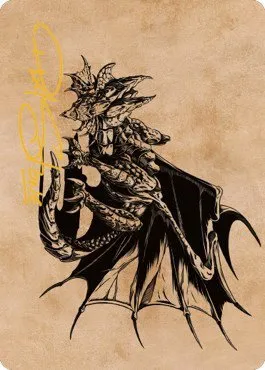 Ancient Copper Dragon Art Card - Gold Stamped Signature