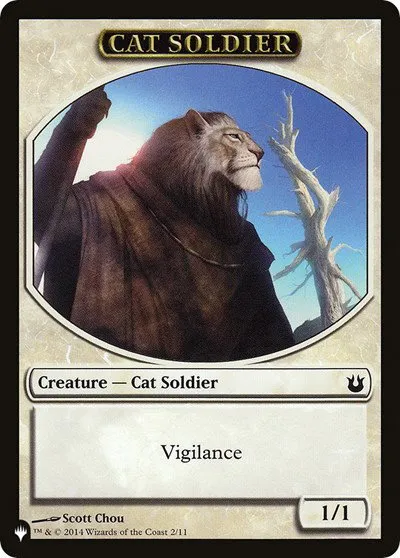 Cat Soldier // Warrior Double-Sided Token