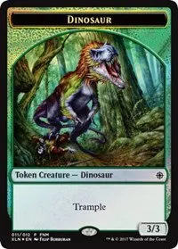 Dinosaur // Treasure Double-Sided Token - Foil Dinosaur Treasure Double 