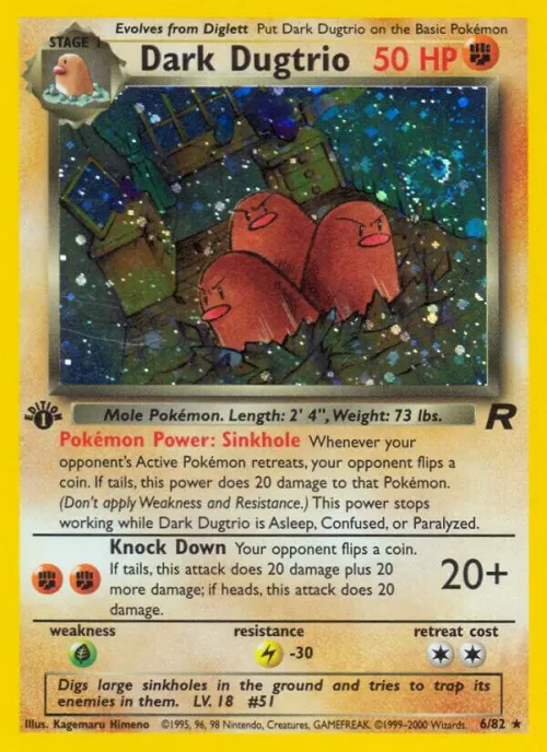 Dark Dugtrio (6) - 1st Edition Holo