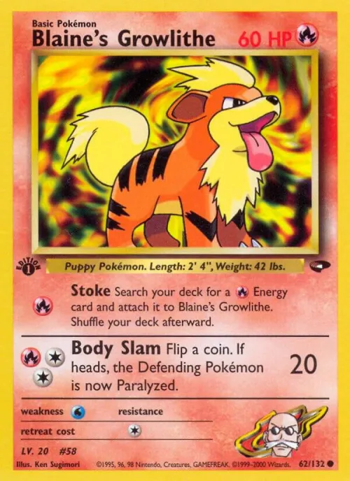 Blaine's Growlithe - 1st Edition