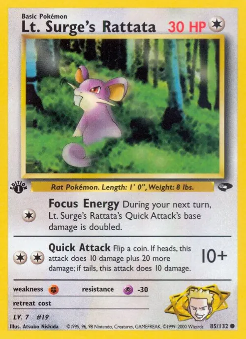 Lt. Surge's Rattata - 1st Edition