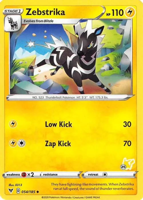 Zebstrika - 25 Pikachu Stamped