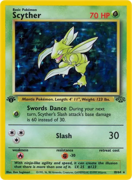 Scyther (10) - 1st Edition Holo