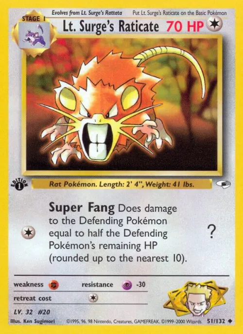 Lt. Surge's Raticate - 1st Edition