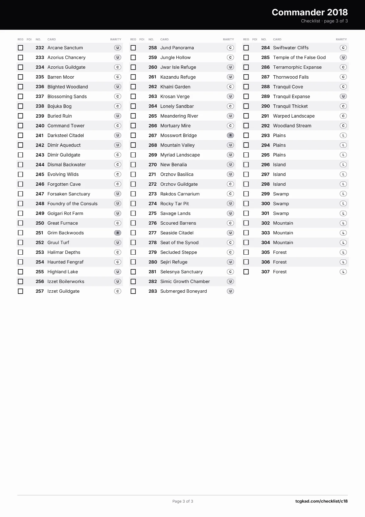 Commander 2018 チェックリスト — 3 / 3 ページ