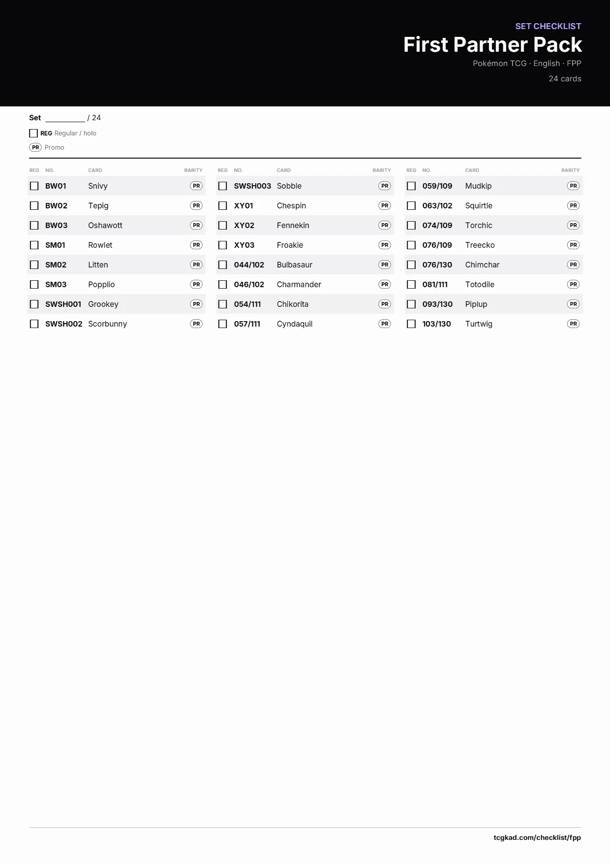 First Partner Pack checklist