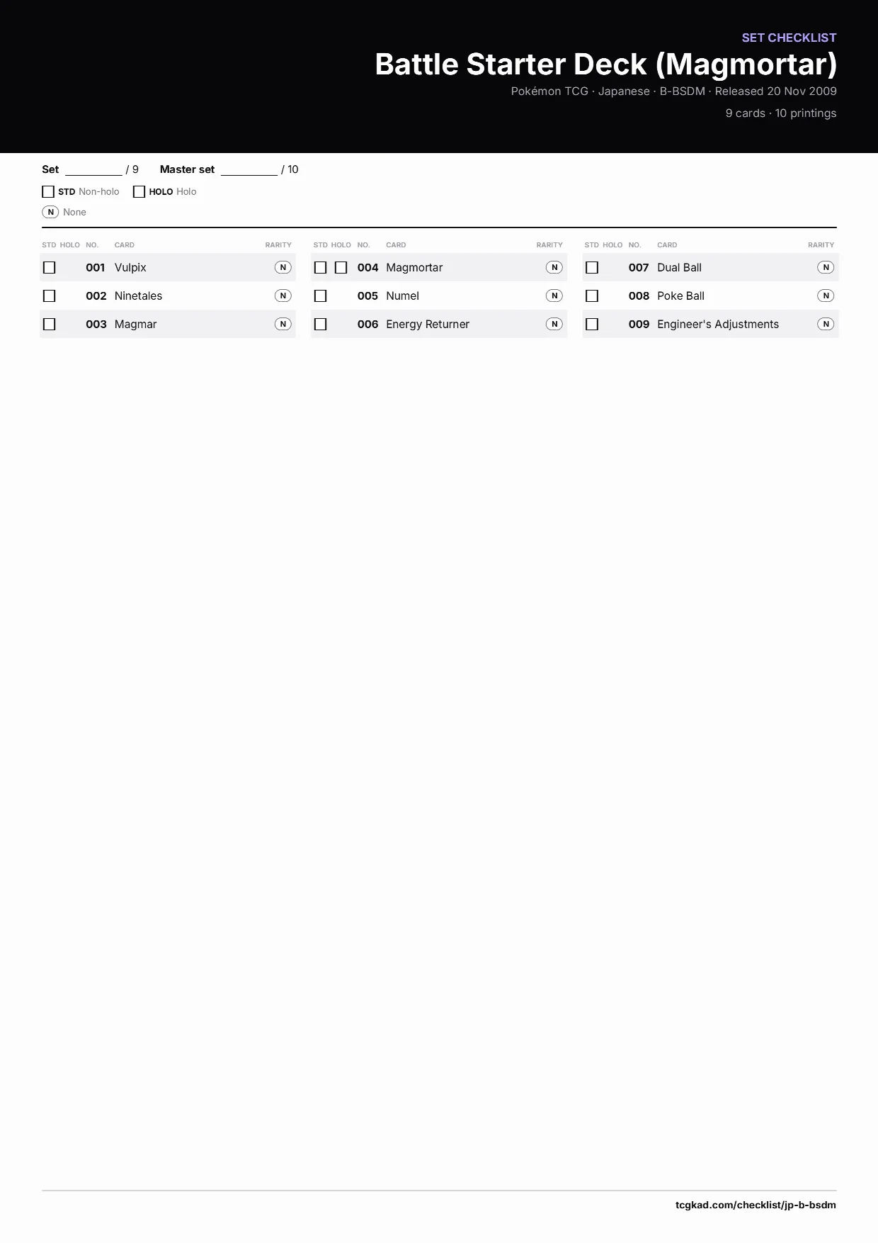 Battle Starter Deck (Magmortar) checklist