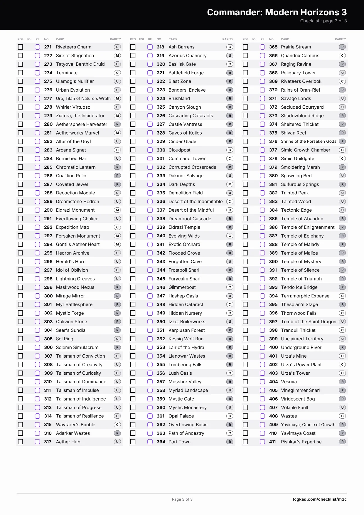 Commander: Modern Horizons 3 チェックリスト — 3 / 3 ページ