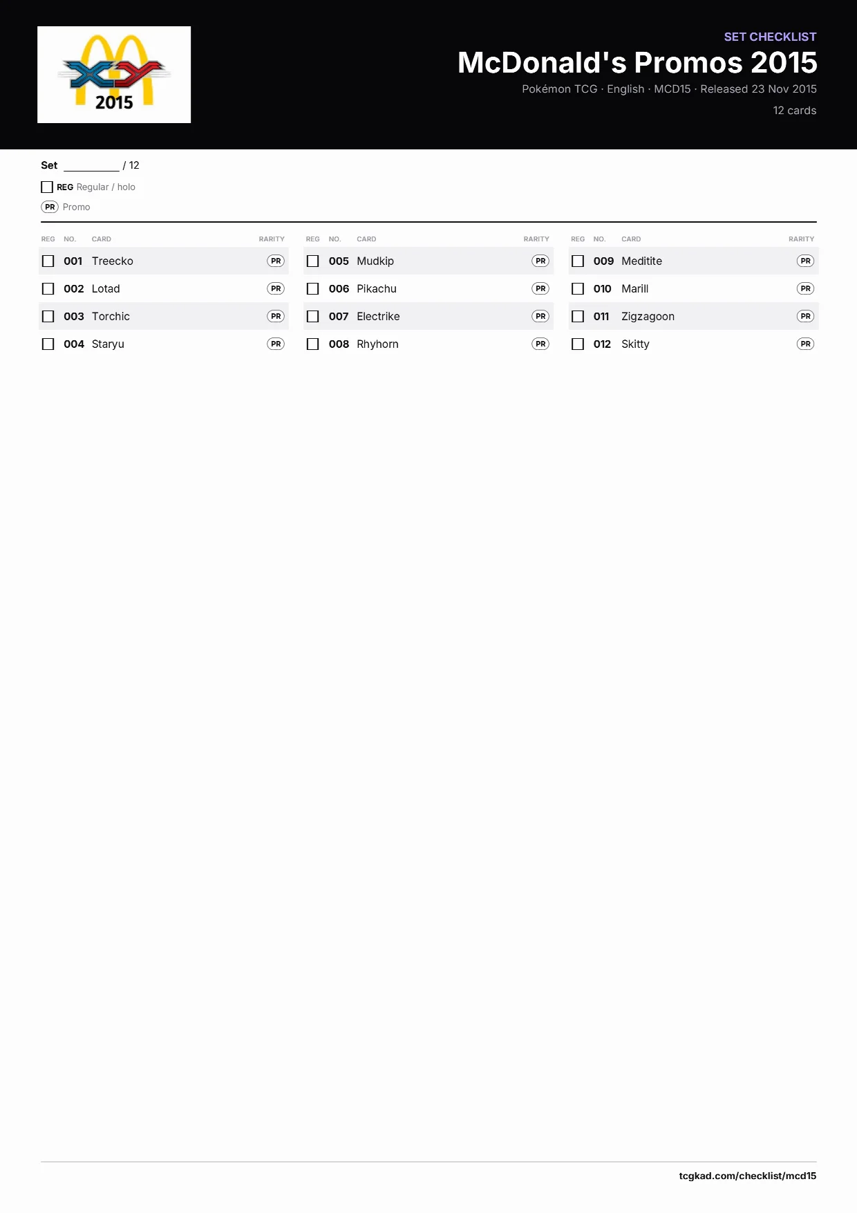 McDonald's Promos 2015 checklist