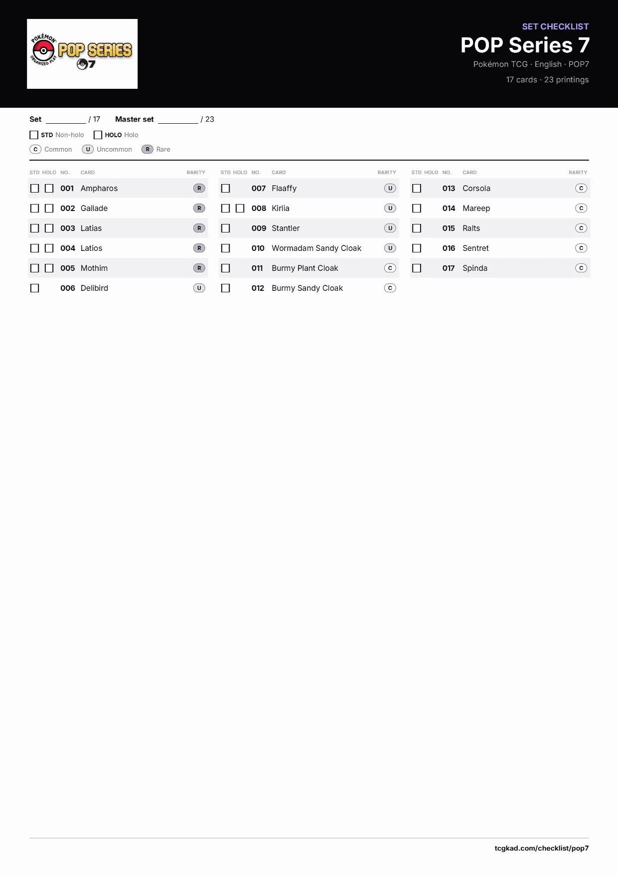 POP Series 7 checklist