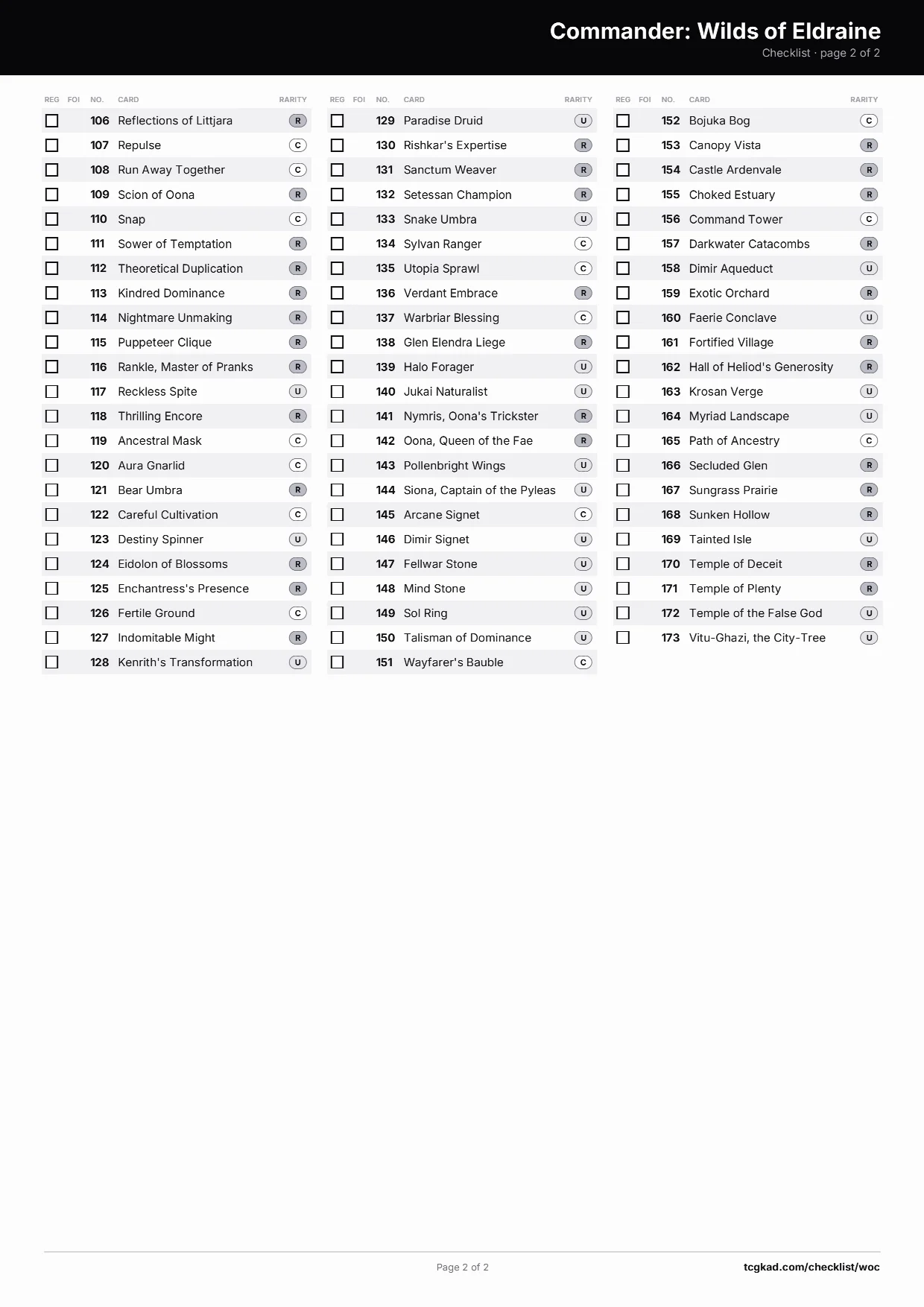 Commander: Wilds of Eldraine 清单 — 第 2 页，共 2 页